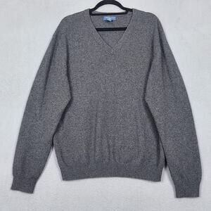 Joseph & Lyman Sweater Mens Large Gray 100% Cashmere V Neck Pullover Knit Soft